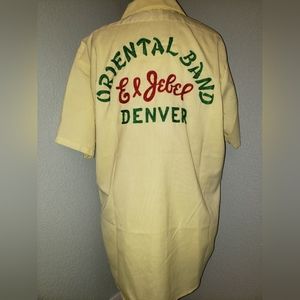 Vintage short-sleeved button up band shirt, L